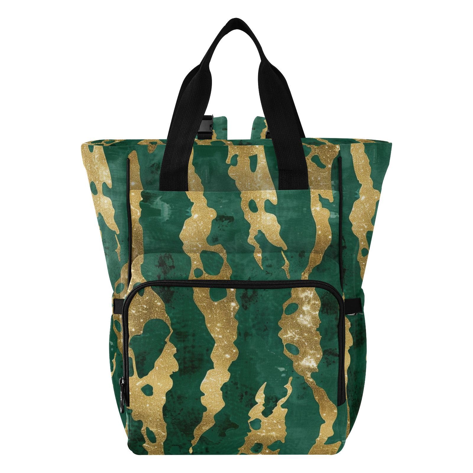 Borsa per pannolini zaino da donna oro ghepardo strisce verde