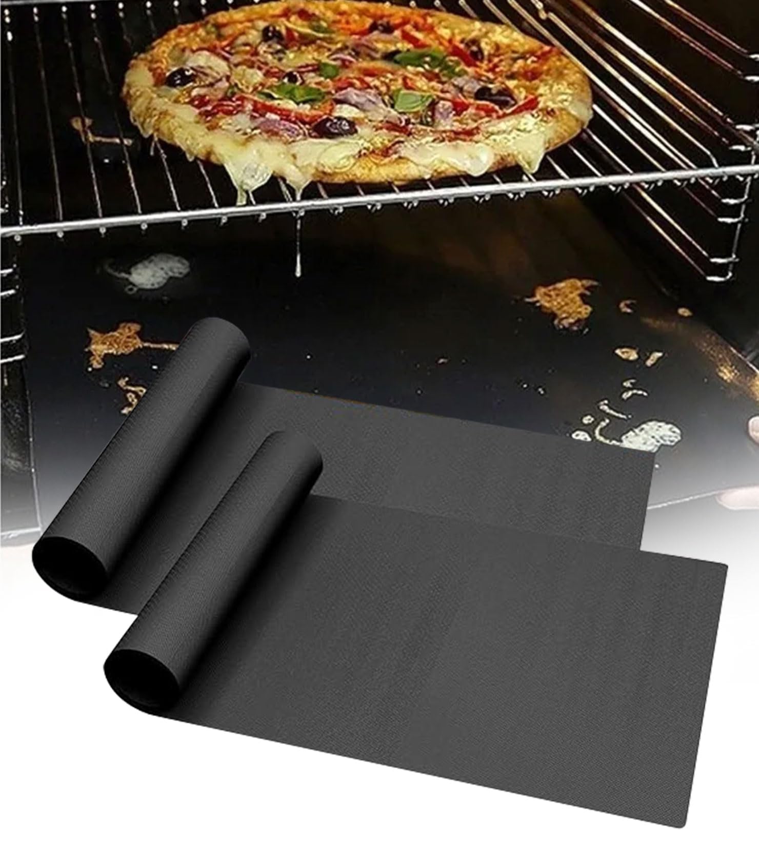 2 Stück Universal Ofenmatte Teflon, große Antihaftbeschichtung für Backofen, langlebig, Antihaftbeschichtung für Backofen, waschbar, 40 x 60 cm
