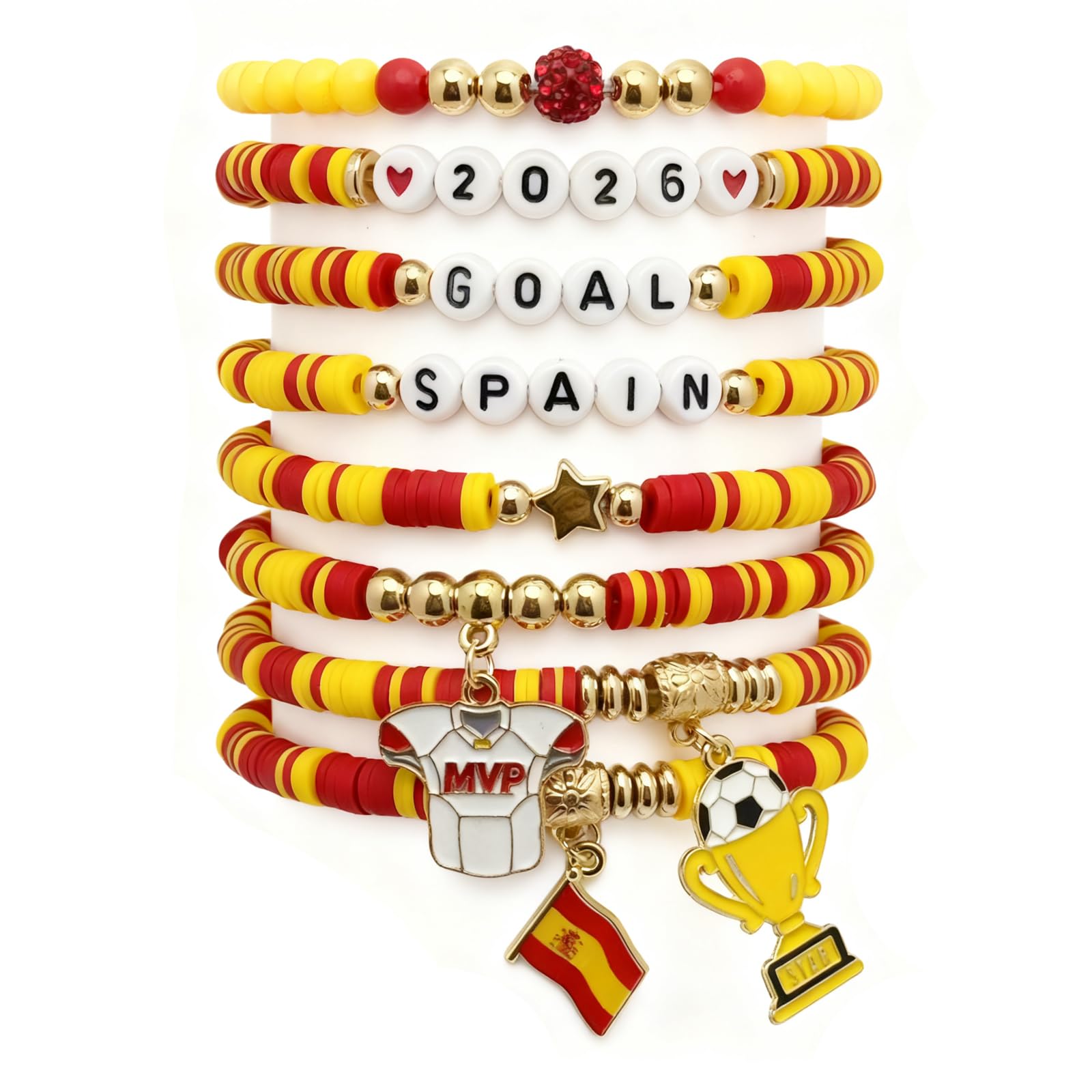 Soccer Bracelets for Women Stackable Beaded Stretch Bracelet Set 2026 Game Day Jewelry with Sport Charms, Fan Accessories & Friendship Bracelets