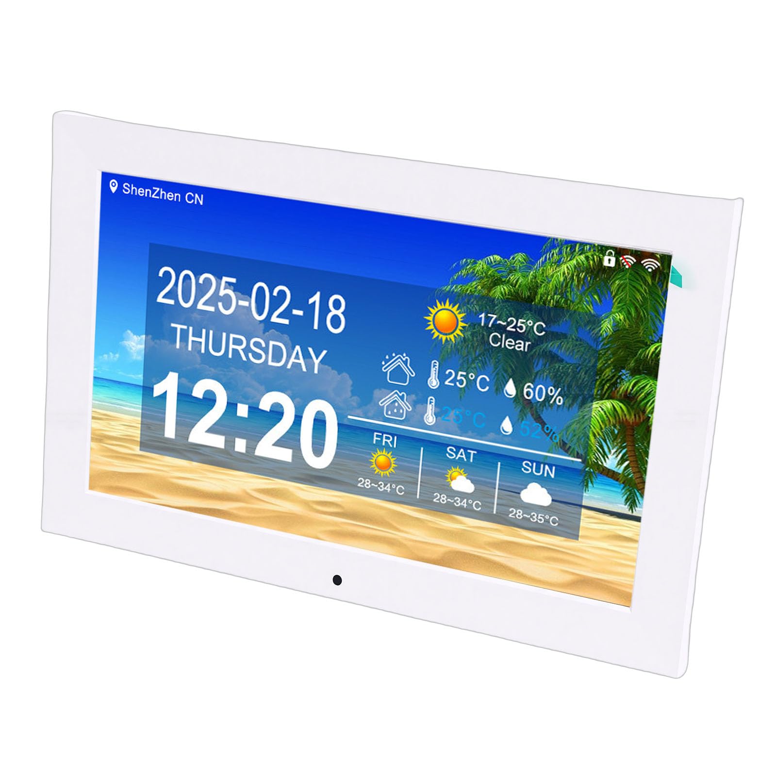 Sxhlseller Reloj Digital WiFi Inteligente, Pantalla de 10 Pulgadas con Clima en Tiempo Real Temperatura y Humedad, for Hogar y Oficina (Enchufe de la UE)