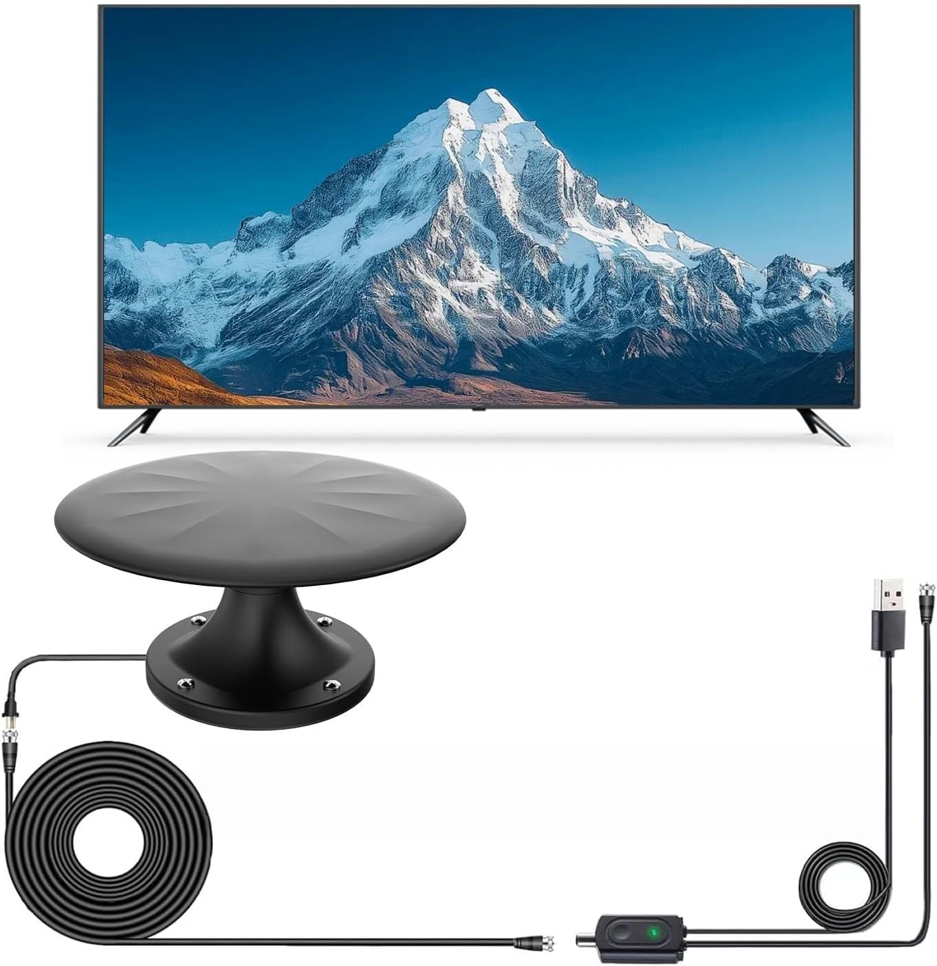 RV TV Antenna Outdoor for Camper, 360° Omni-Directional Digital Antenna – 4K 1080P Long Range VHF/UHF for Local Channels – RV, Truck, Boat, and Camping