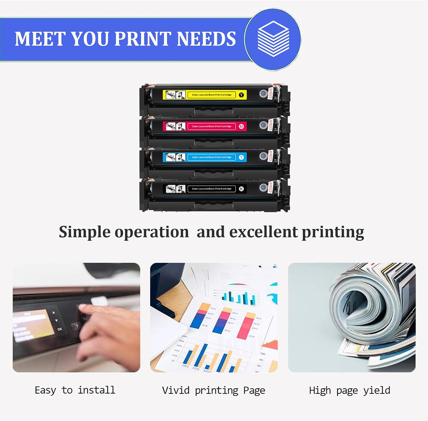 219A Toner Cartridges Compatible for HP 219A W2190A W2191A W2192A W2193A Toner, Quality Toner for HP LaserJet Pro 3202 MFP 3302 Series, 1 Set