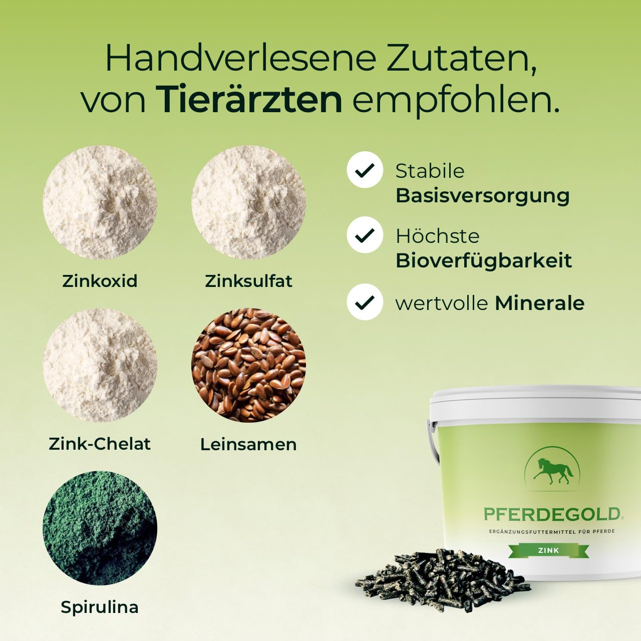 Zink 1,5kg - Pferde Pellets mit Zink-Komplex & Omega 3 - Unterstützt Fell, Haut & Hufe - 100% Natürlich & Dopingfrei - hohe Bioverfügbarkeit