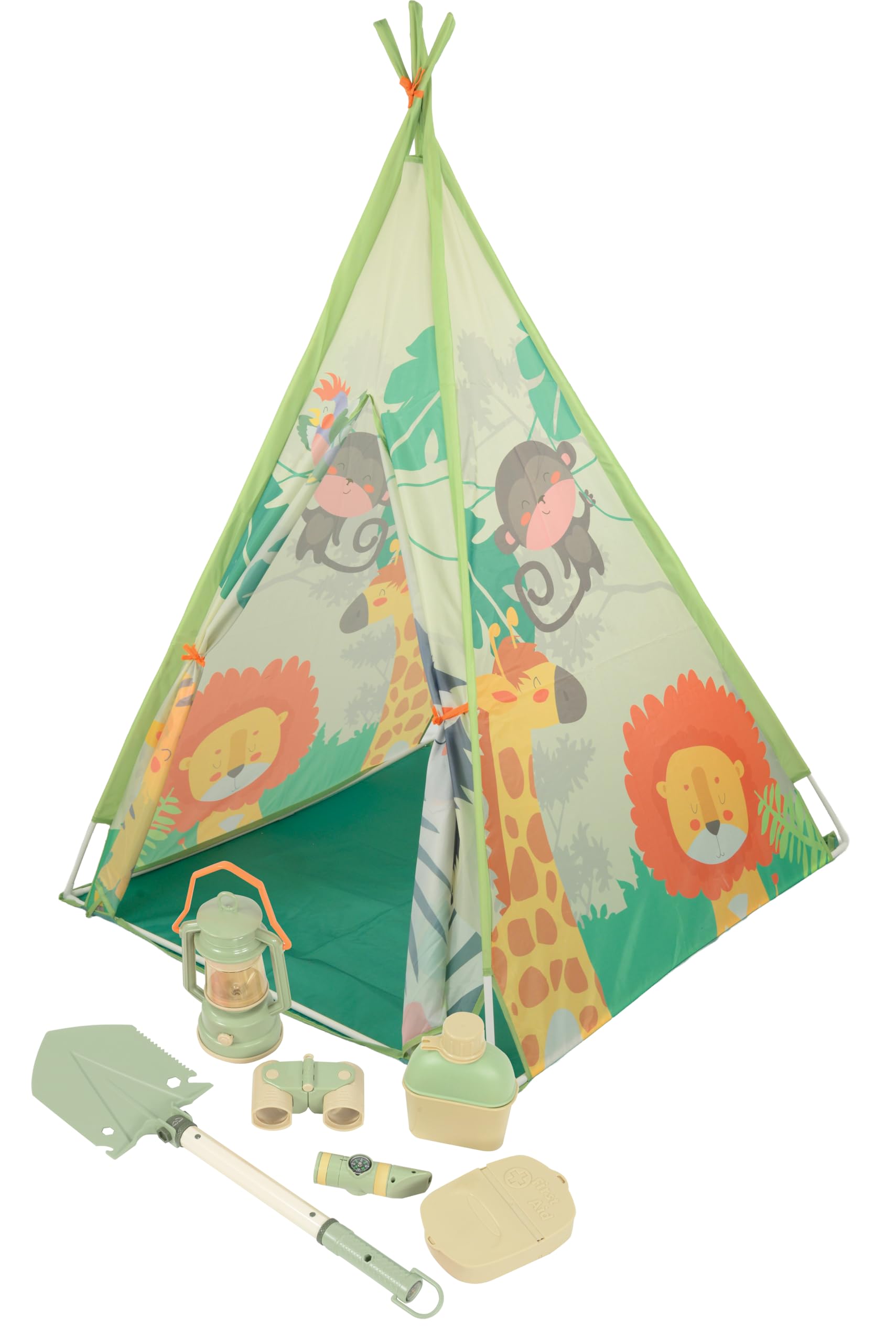 Jungle Explorer Play Tent - with 6-piece Accessories - Suitable for Indoor and Outdoor - Boys & Girls Age 3+ Years