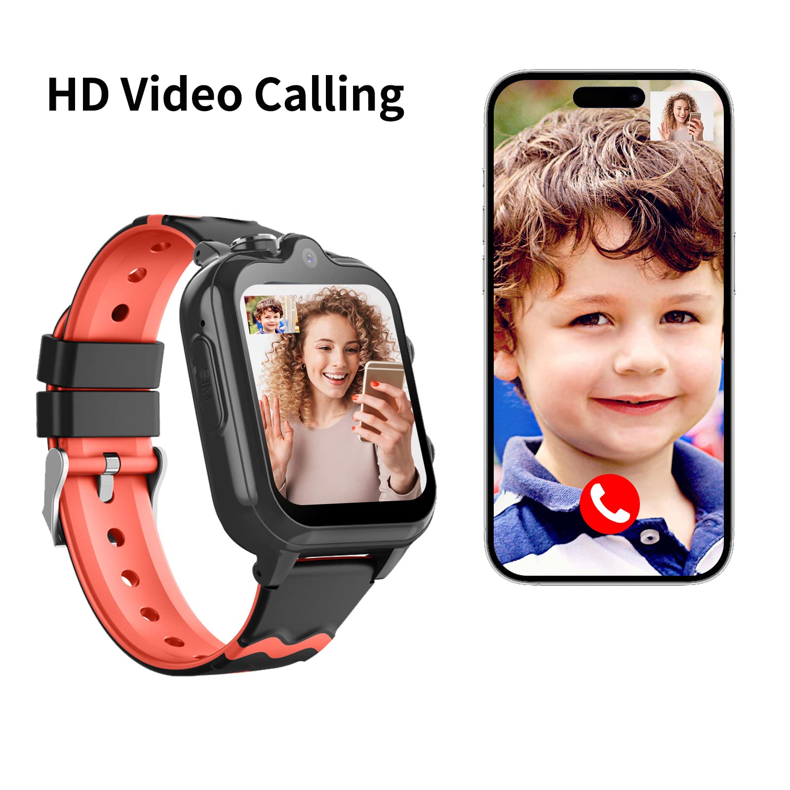 Montre Connectée Enfant Garçon Fille GPS 4G avec WiFi Appel Vidéo SOS 2 Caméras Etanche SMS Réveil Chronomètre Mode Classe Rejeter Appel Inconnu Musique Lecteur Vidéo Longue Durée de Veille