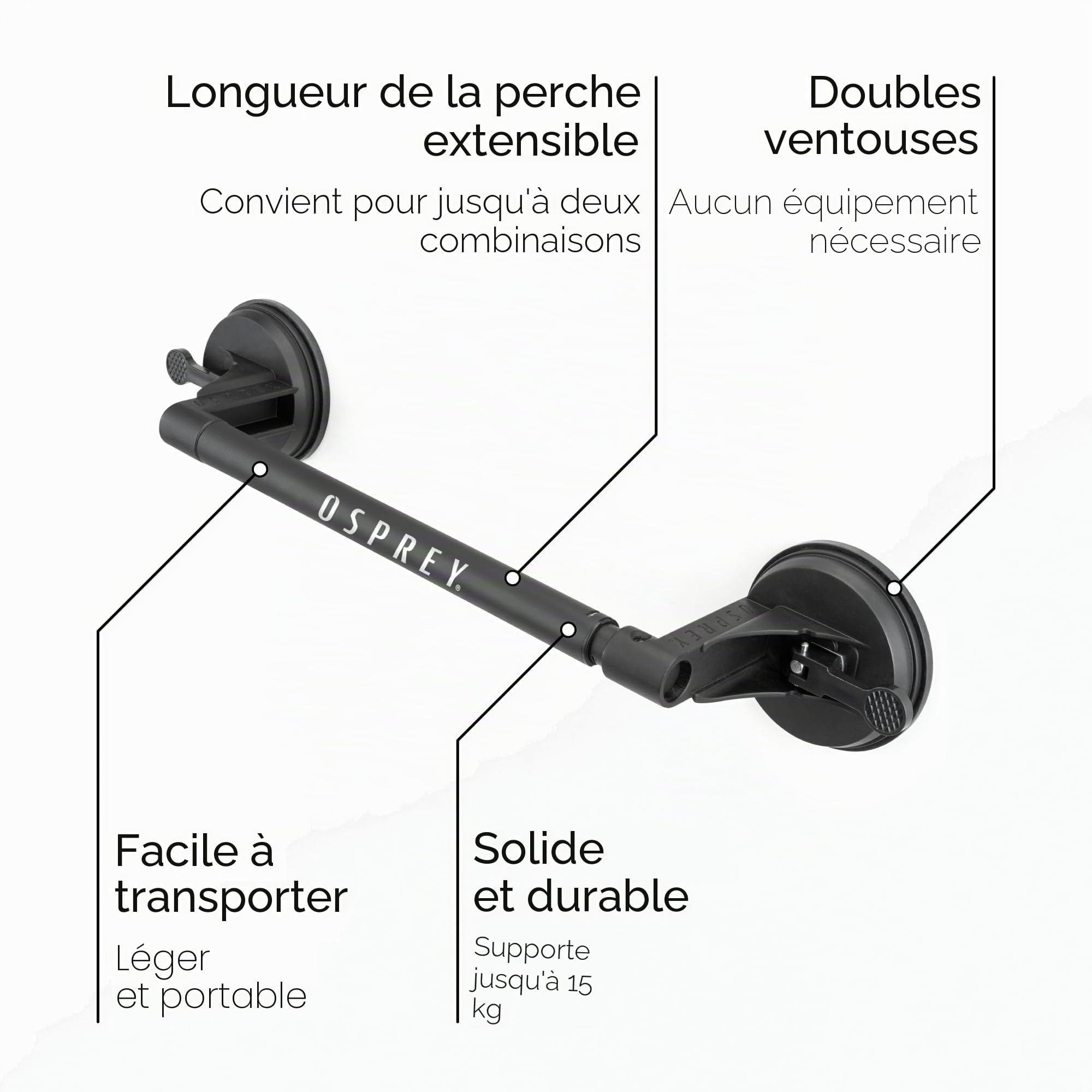 Osprey Cintre Extensible Robuste pour Combinaison de plongée et Combinaison sèche, avec ventouses pour Un séchage Rapide, s'adapte à Deux Combinaisons de plongée