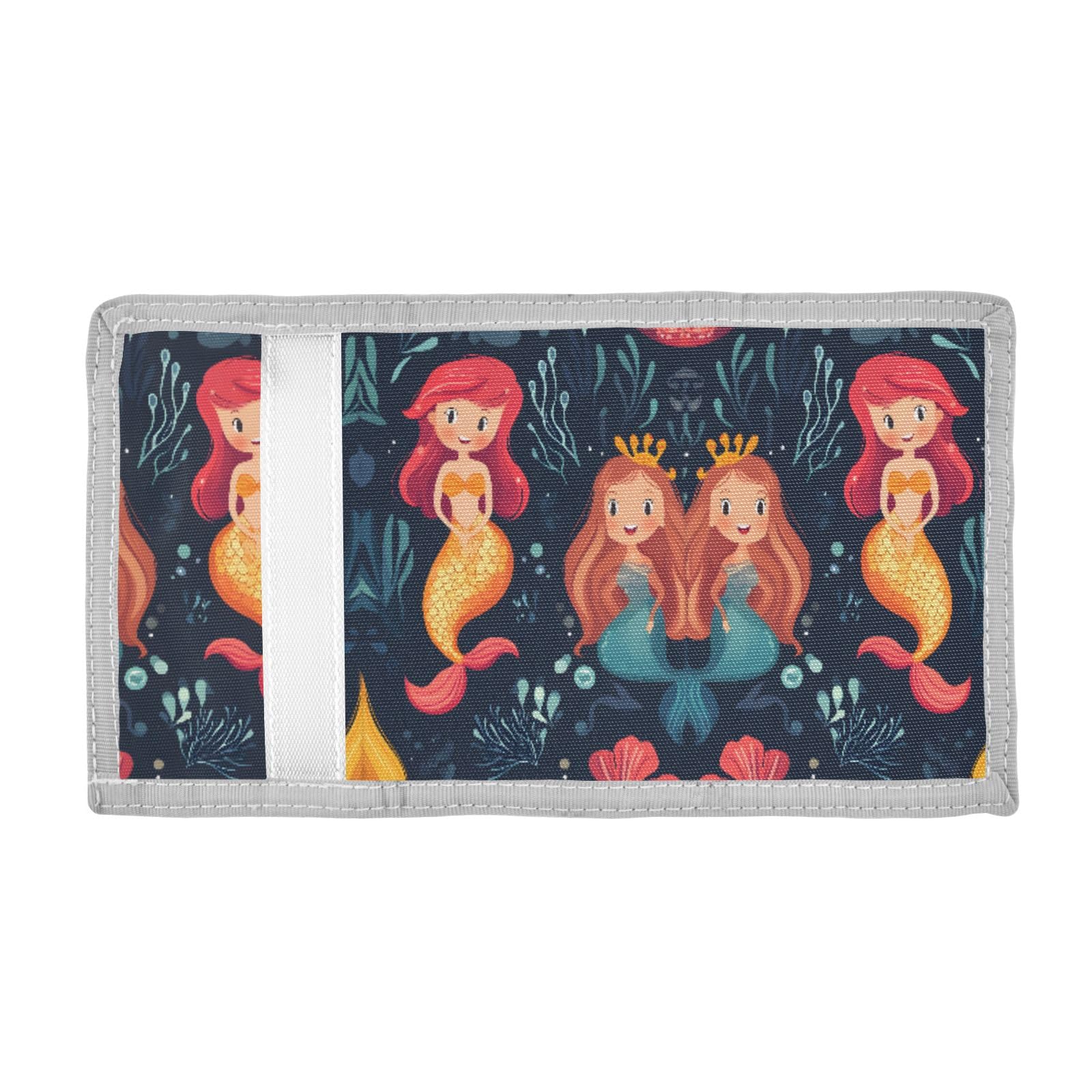 ALAZA Kids Wallets for Boys Girls Toddler Trifold Wallet Children Small Mermaid Coral Fish with Zipper Coin Pocket
