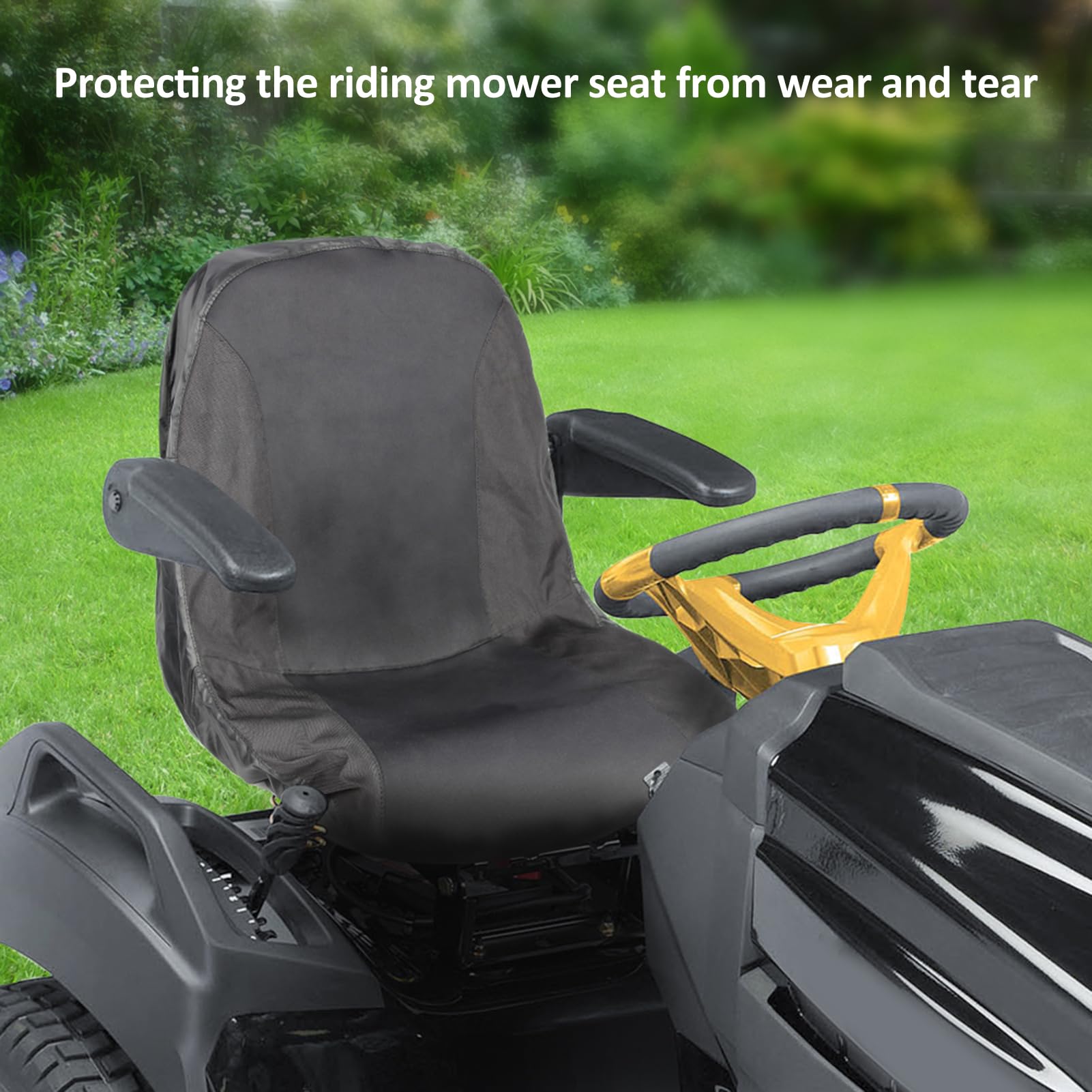 Funda de asiento para tractor, Funda de asiento para cortacésped, Funda de asiento impermeable para tractores, Funda de asiento para tractor de jardín con 2 bolsillos de almacenamiento, tamaño
