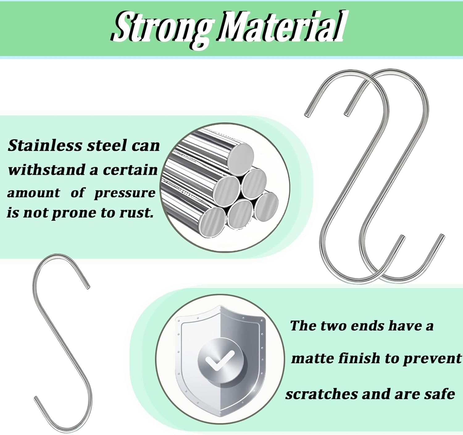 100Pack S Shaped Hooks, 3 Inch Stainless Steel Small Hooks for Hanging Plants, Towels, Bags, Pans, Pots Suitable for Kitchen, Office, Bathroom, Garden or Outdoor Activities-Silver