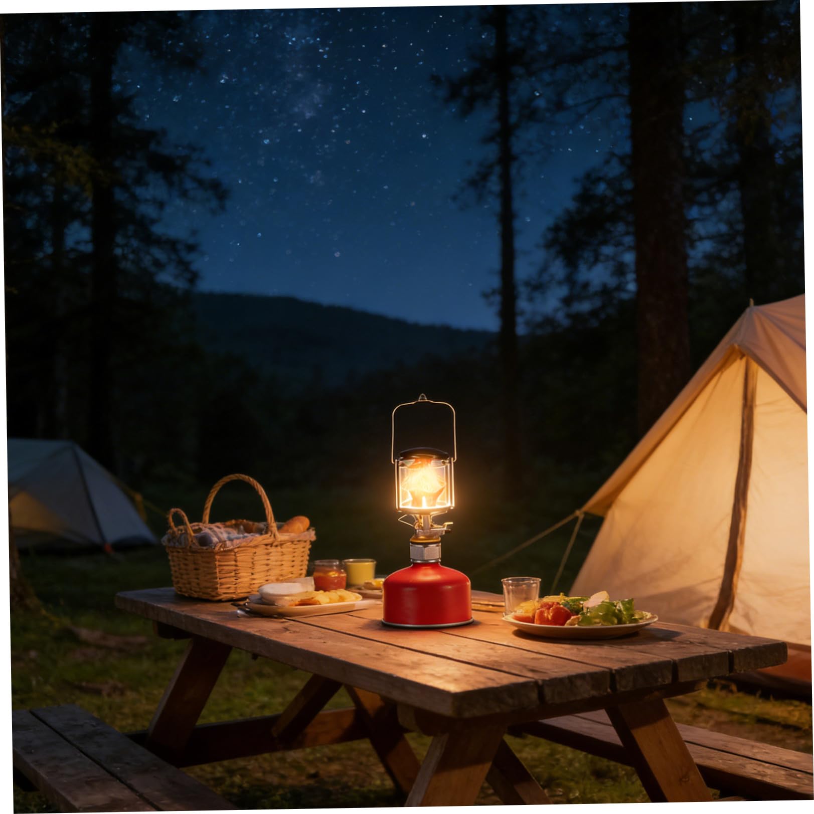 Ipetboom Lampada Gas da Campeggio Lanterna da Tenda a Gas e Serbatoio Americano Rame Nylon/plastica e Acciaio Inox per Campeggio All'aperto