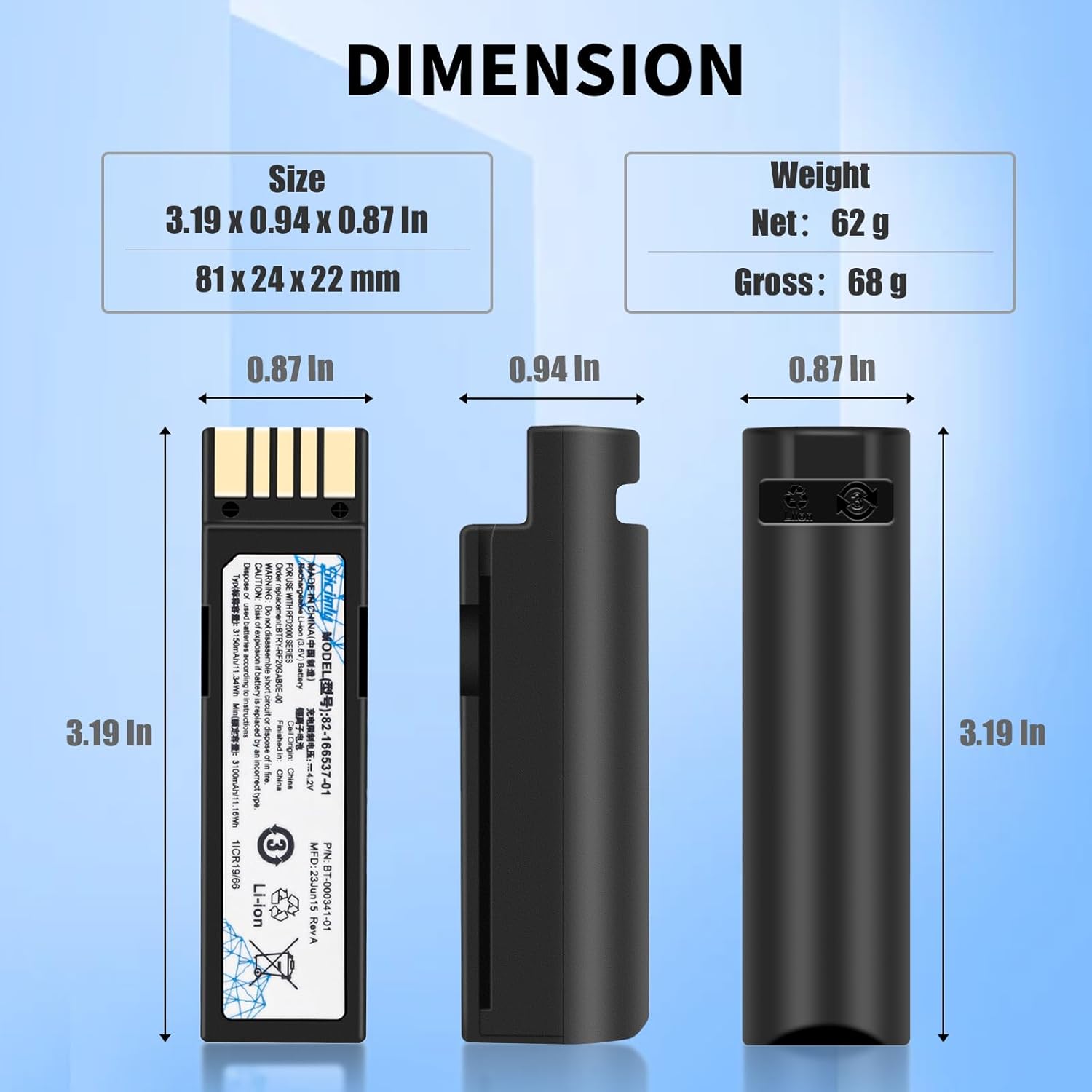 Sicimly for Zebra DS3678 Scanner Battery Replacement: DS3600 DS3678 LI3678 DS3678-SR LS3678 LS3600 LI3678-SR DS3678-ER 82-166537-01 BT-000341-01 BTRY-36IAB0E-00 Barcode Scanners 3150 mAh (5-Pack)