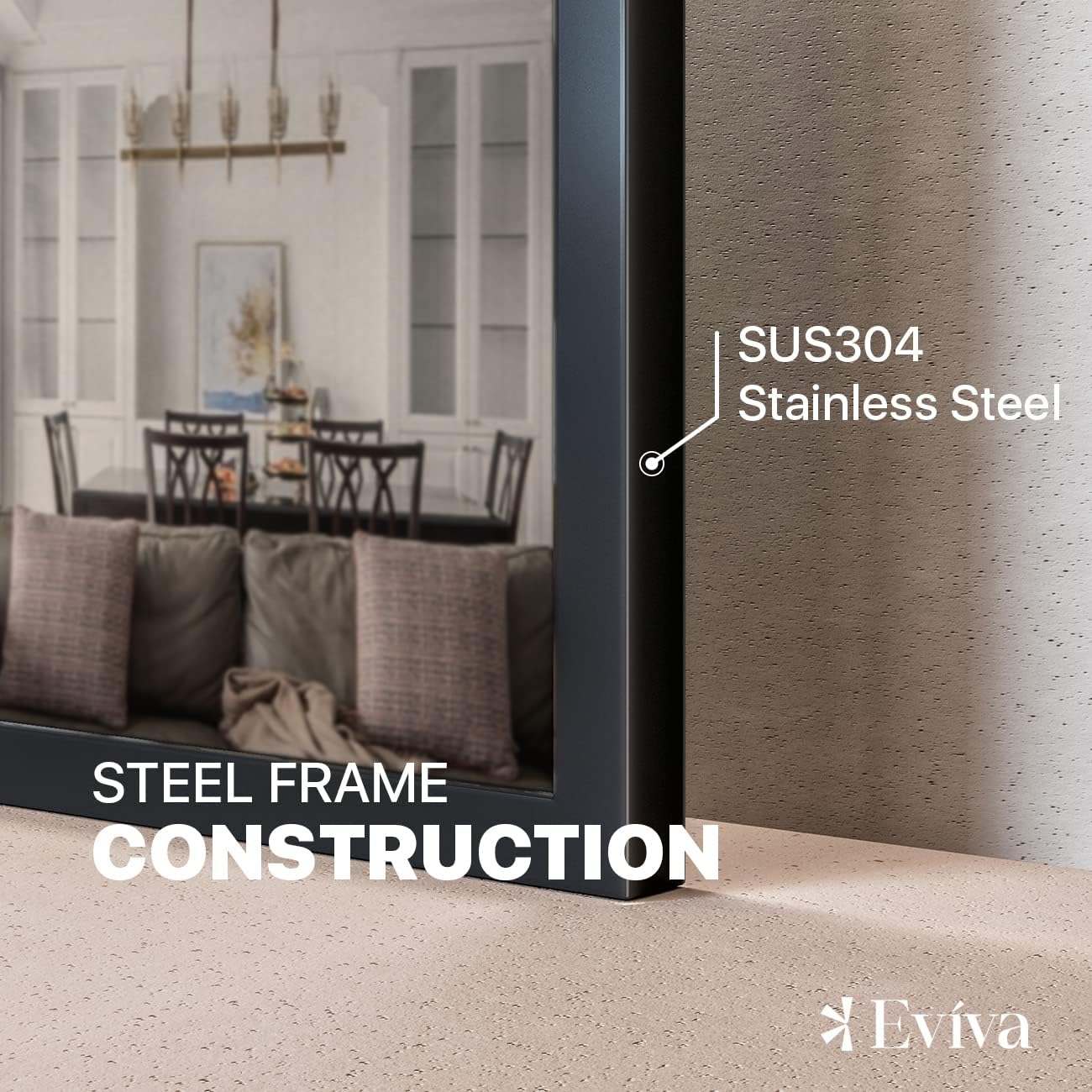 Eviva Black 48" x 30" Rectangular Black Metal Framed Mirror