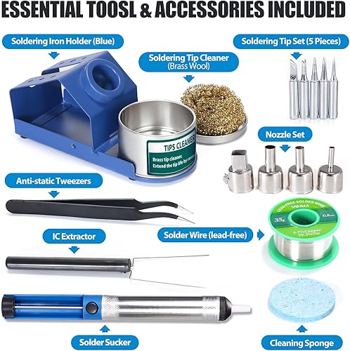 Vista 7 de Estación de soldadura de aire caliente 2 en 1 YIHUA 862BD+ SMD ESD, con múltiples funciones, °F/°C