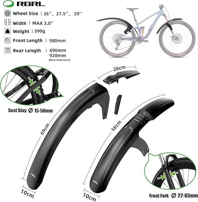 RBRL Juego de Guardabarros para MTB y E-Bike 27.5" / 29" miniatura 2