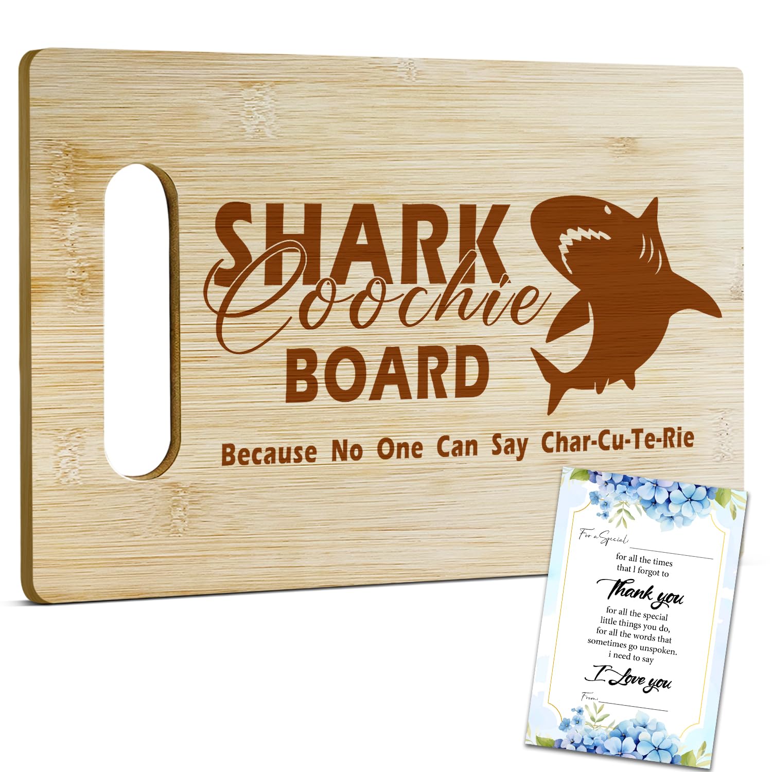 Shark Coochie Bamboo Cutting Board for Kitchen, Funny Charcuterie Boards, Housewarming Thanksgiving Christmas Gifts for Friends Women Men, Farmhouse Home Kitchen Decor -001