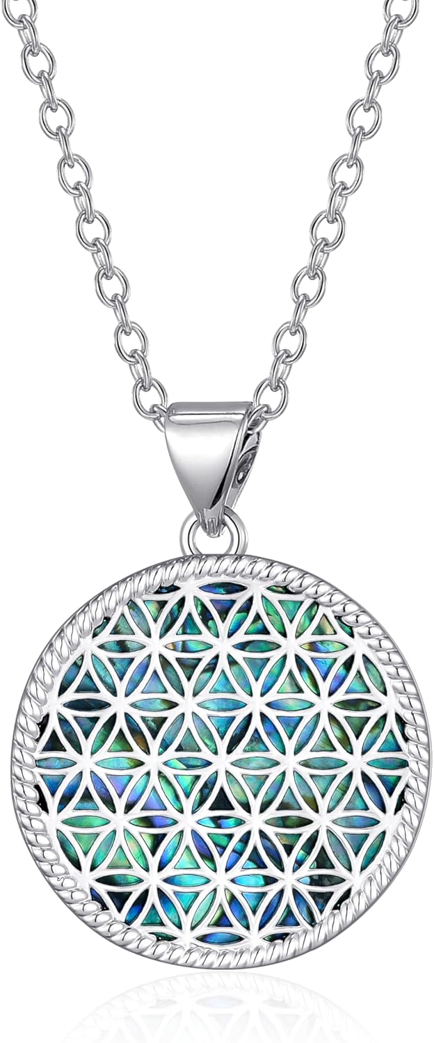 Flower of Life Necklace Abalone Shell Flower of Life Pendant Christmas Jewelry Gifts for Women