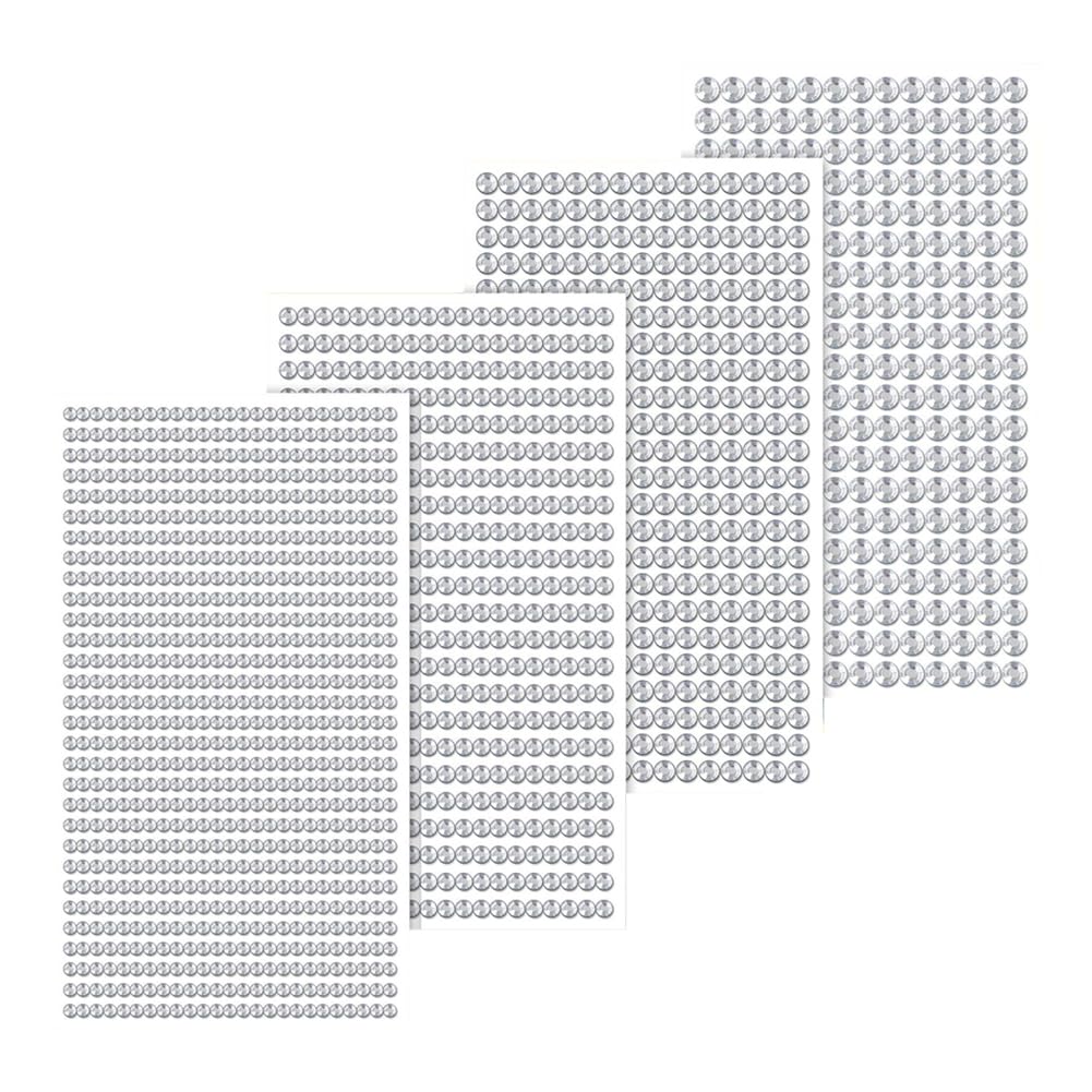 HugeDE 1792 Pcs Self Adhesive Rhinestones Gems Stick On Gems Bling Craft Gem Stickers Acrylic Craft Gems Small Jewel Stickers for Makeup Decoration White Silver