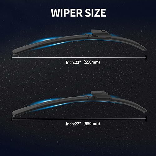 Miniatura 9 de Juego de 3 limpiaparabrisas de repuesto para Mercedes-Benz GLC 300 AMG GLC 43 63 2016, 2017, 2018, 2019, 22 + 12 pulgadas (juego de 3)