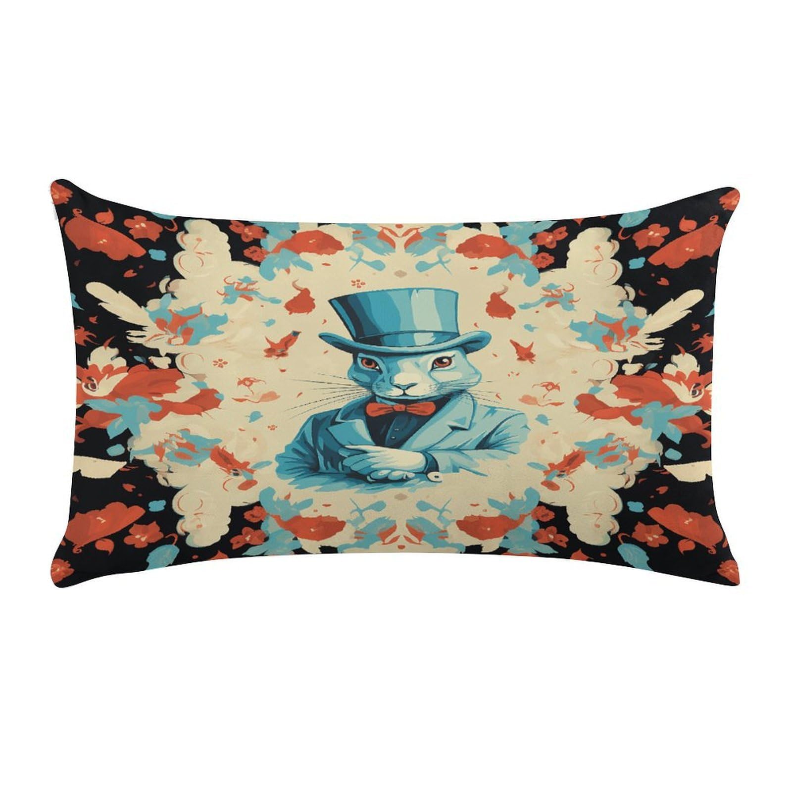 VstaDank Magician Rabbit Throw Pillow Cover Rectangular Lumbar Throw Pillow Case Soft Farmhouse Accent Decorative Cushion Cases Short Plush Pillowcase with Zipper 12 X 20 Inch