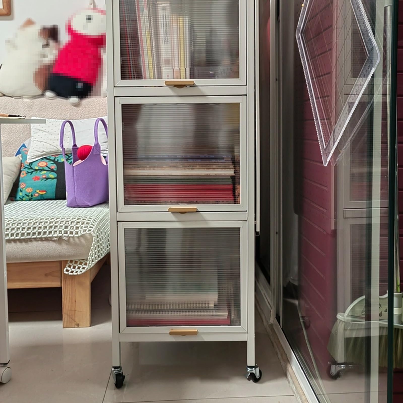 Mobile Dispensa Cucina Armadietto Cucina con Ruote Materiale in Lamiera D'acciaio Laminata a Freddo Dotato di Pannello Forato Adatto a Cucine, Soggiorni Scaffali in Metallo(80 * 42 * 80cm)