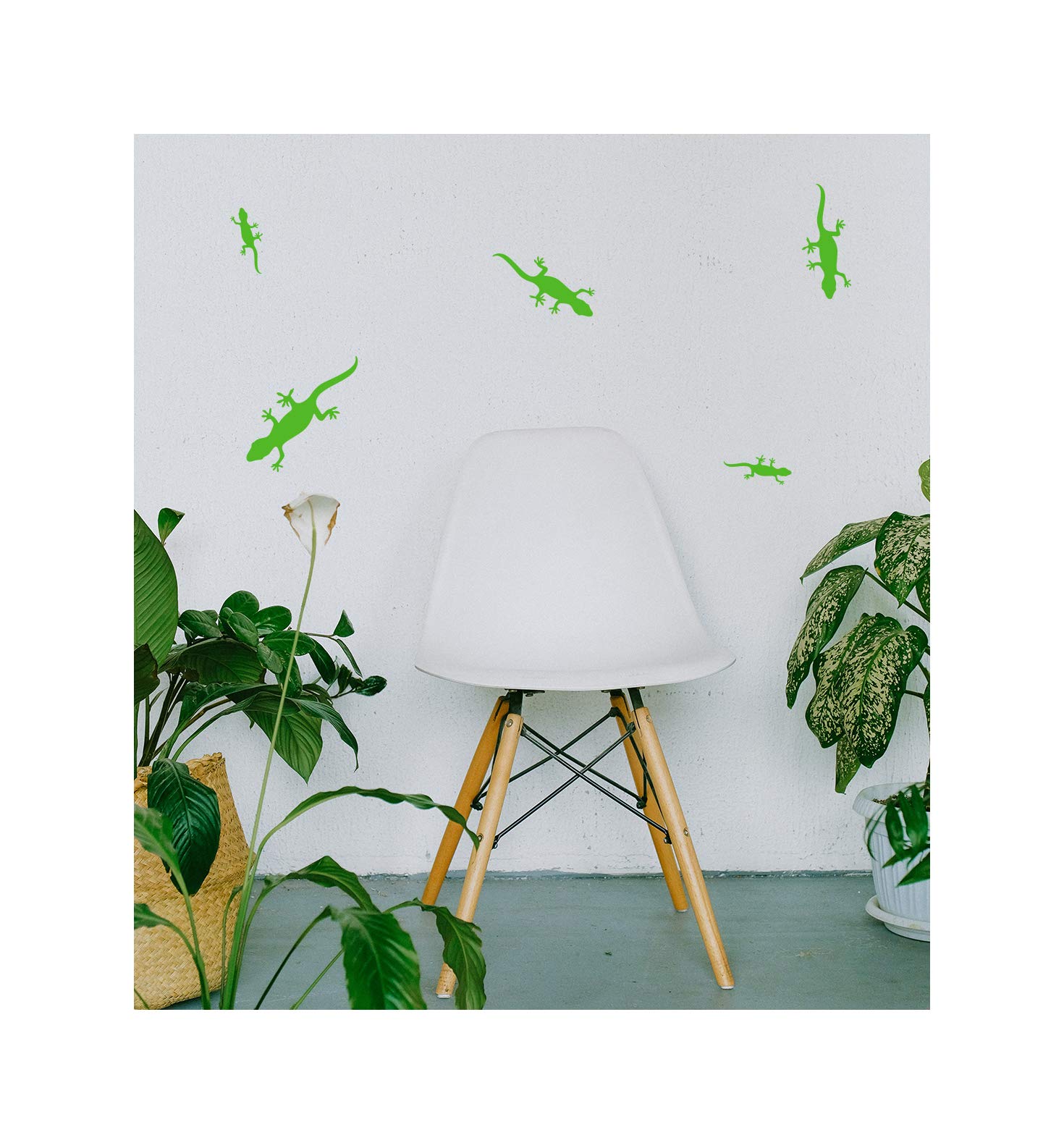 StickerDeen | Gecko Lizard Shape Style Decoration Removable Furniture, Nursery, Bedroom Wall Art Vinyl Decal Stickers Gift | (Pack 26) (Grass Green)