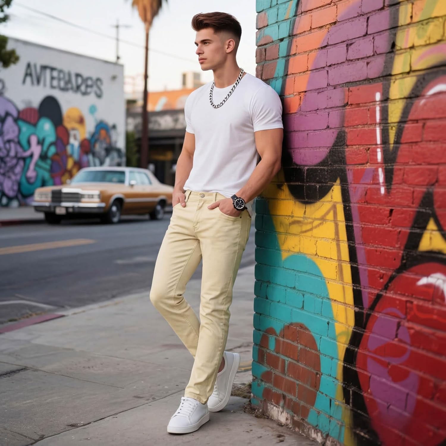 Heyfanee Mens Lightweight Jeans Slim Fit Stretch Denim Pants for Men