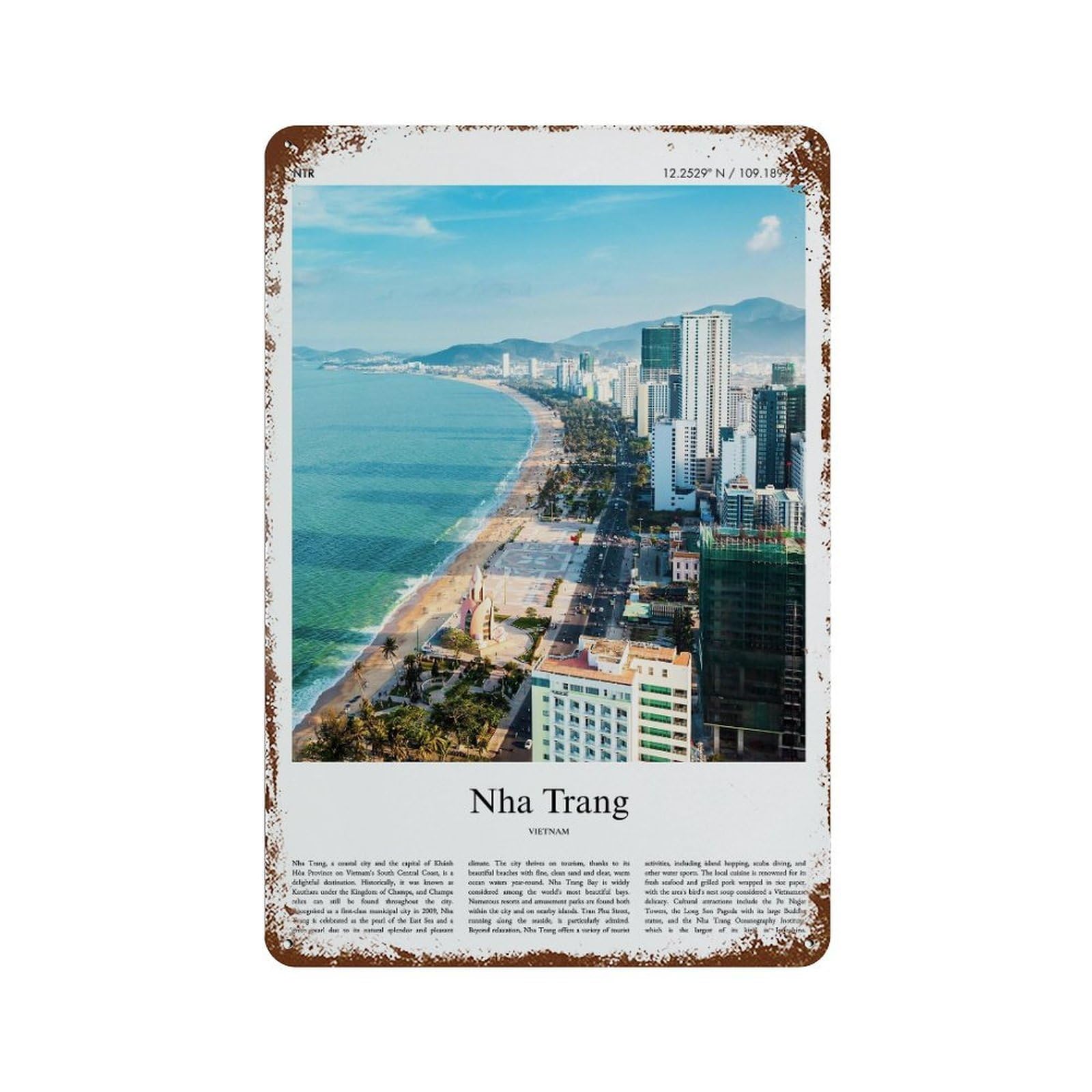 xiaoxiaoshen Nha Trang Vietnam City Scenery Wall Decor Art Metal Tin Poster Modern Home Decor Art Home Bar Shop Decorations Vintage Sign 30x20cm