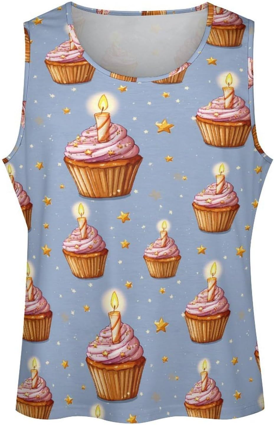 Cupcakes Print Men Tank Top Workout Shirt Muscle T Shirt 5XL
