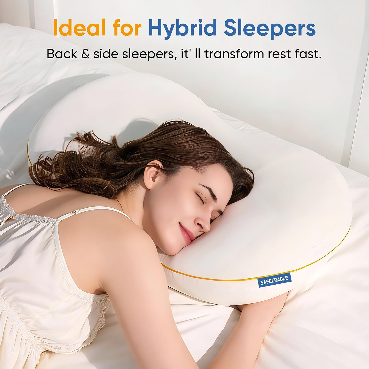 Deep Sleep Cervical Neck Pillow for Sleeping, Cooling Memory Foam Ergonomic Pillow for Neck Pain Relief, Orthopedic Contour Neck Support Pillow for Side, Back & Stomach Sleepers, Queen