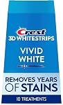 Crest 3D Whitestrips Vivid White Kit de Blanchiment des Dents à Domicile, 10 Traitements, 6 Niveaux Plus Blancs