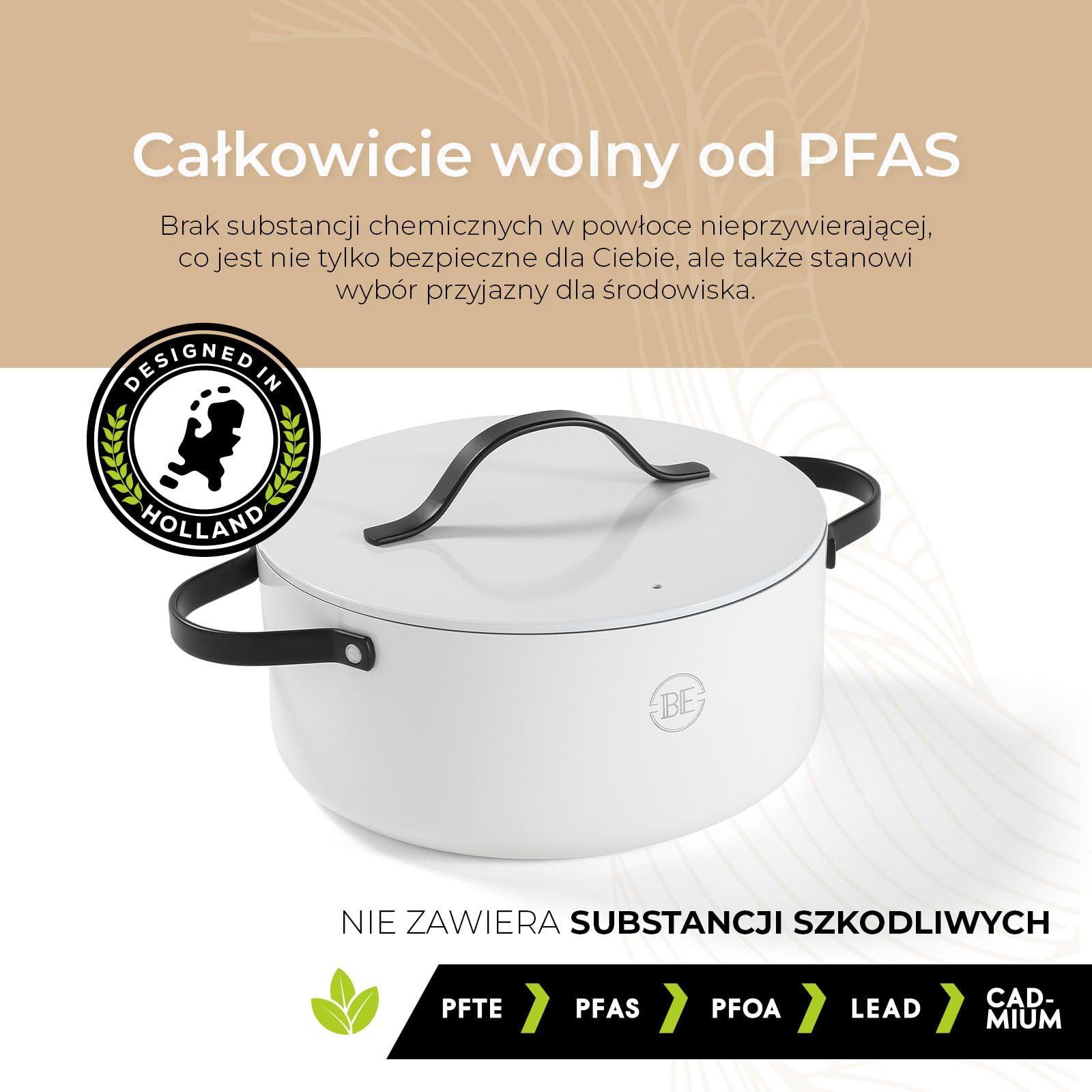 BE Living Rondel z pokrywką - Ø 28 cm - Pojemnik do gotowania indukcyjnego - Nadaje się do wszystkich źródeł ciepła - biały