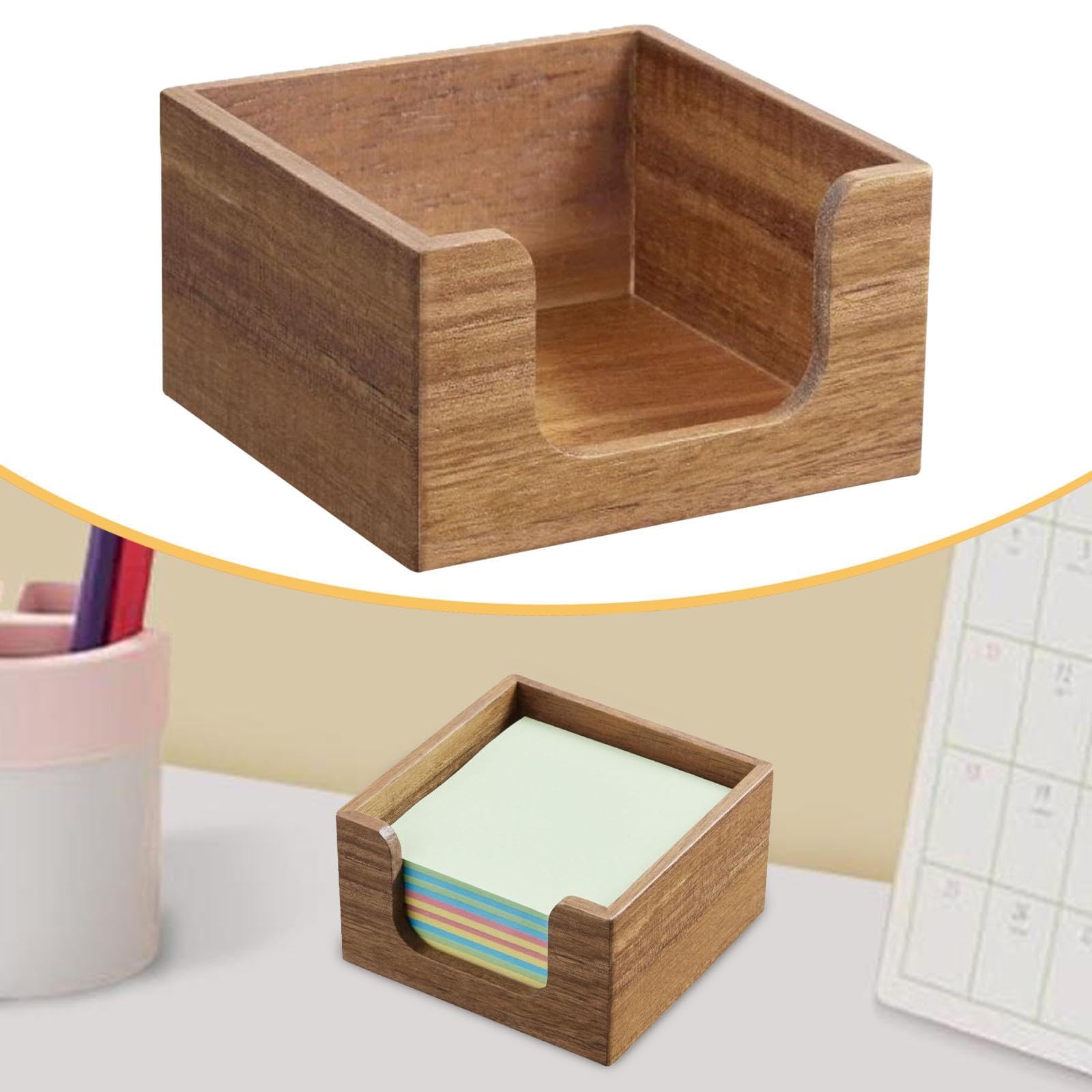 perfeclan Organiseur de Bureau en Bois, Porte-notes autocollant, Organiseur de Bureau Compact Multifonction, Distributeur de Mouchoirs, pour Bureau Domicile et Entreprise