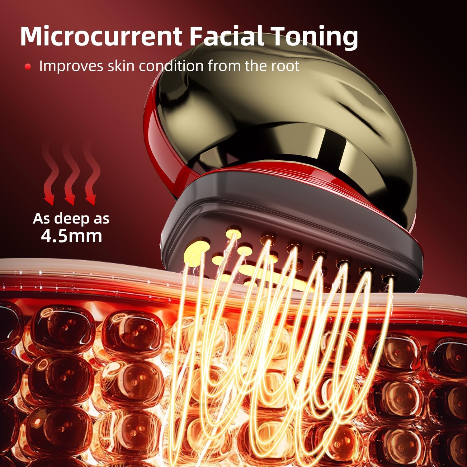 Face Massager with Light Therapy for Face, 3-in-1 Skin Tightening and Lifting Device for Wrinkles, Home Use Facial Massage Tool