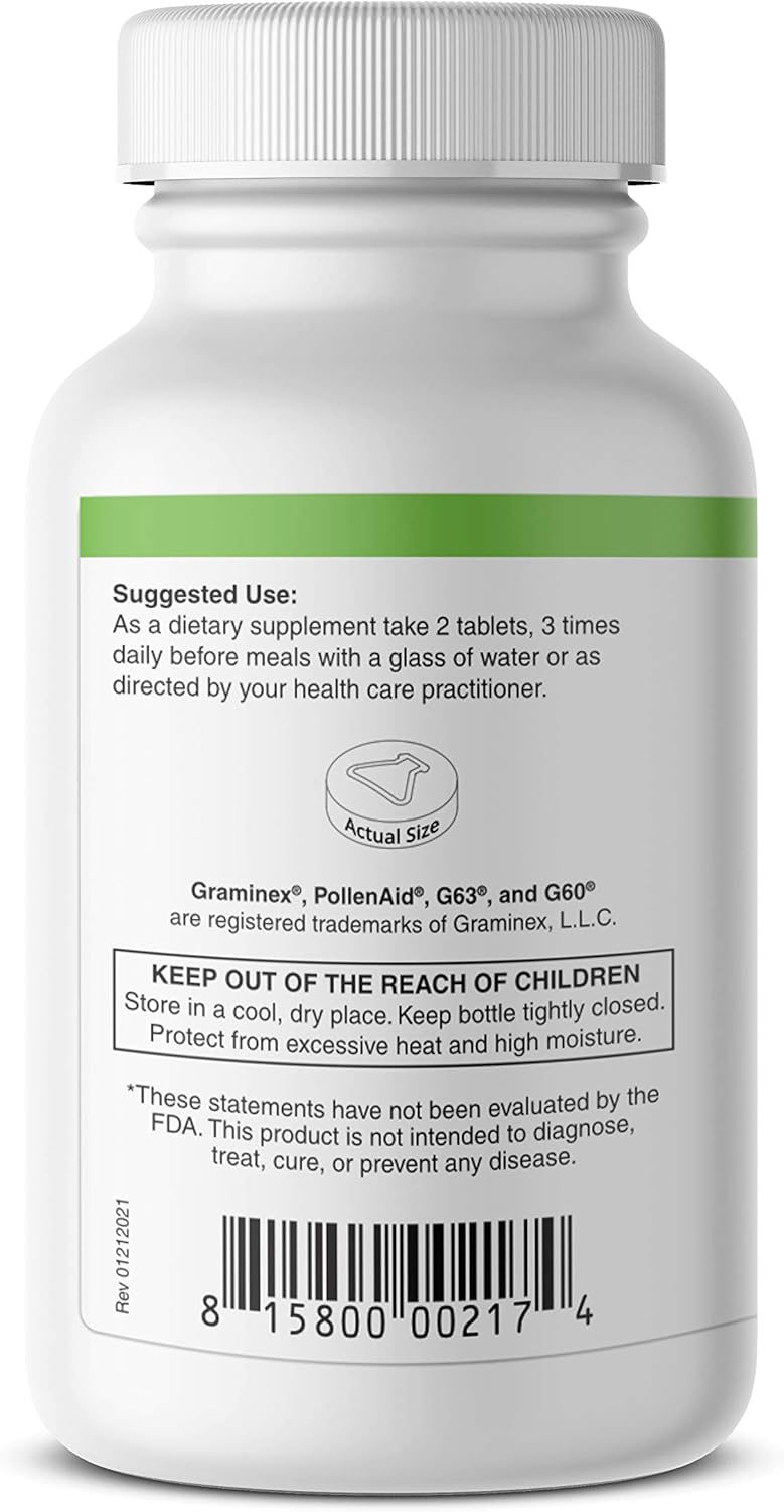 Graminex PollenAid Prostate Supplement: All Natural Prostate Support for Bladder Control & Urinary Tract Health, Rye Pollen Extract Made in USA, 200 Tablets (Pack of 2)