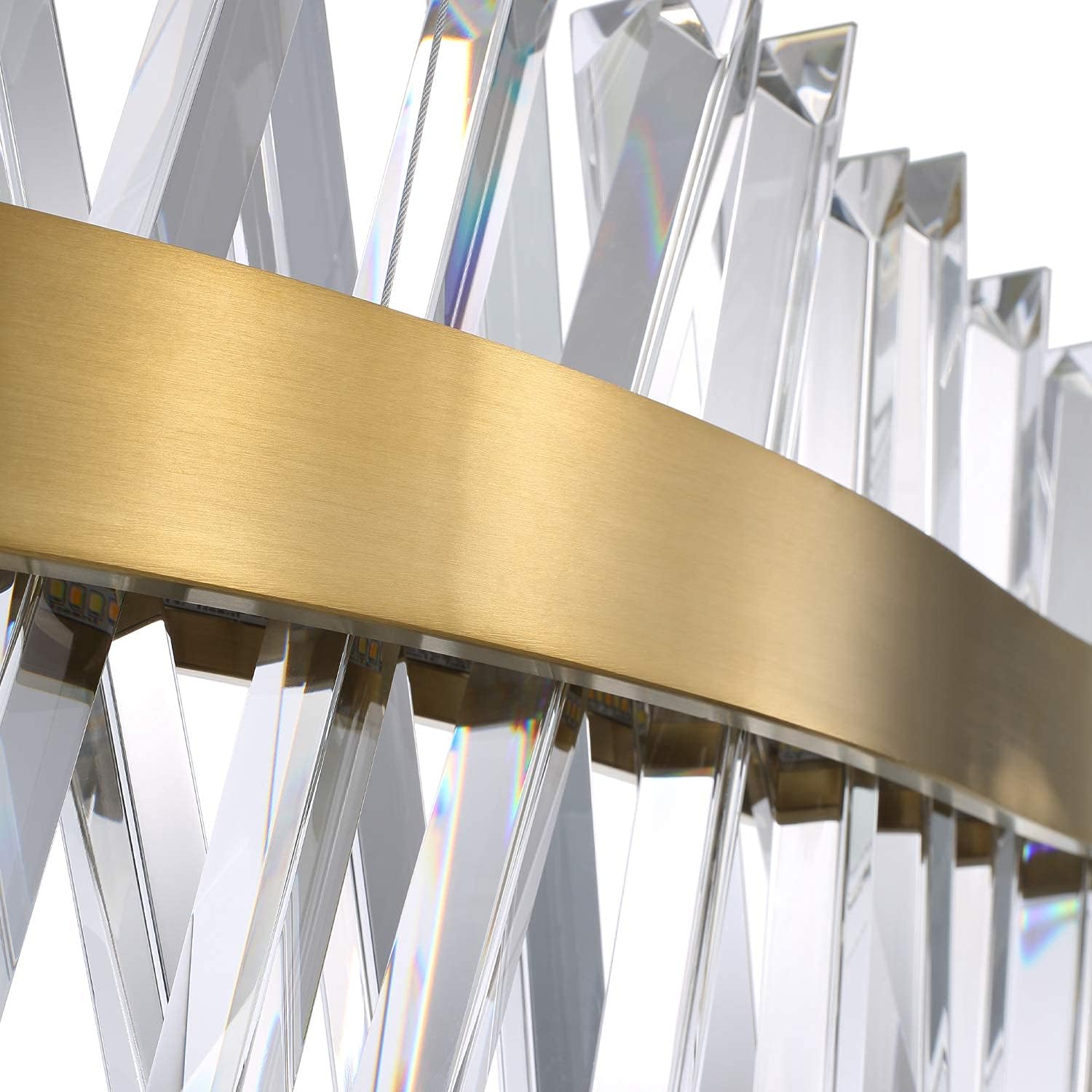 Black Friday - 70% OFF APBEAMLighting X-Shape Crystal Chandelier Gold Modern Led Pendant Lighting Metal Hanging Light Fixture for Dining Room Kitchen Island 27.5 Inches