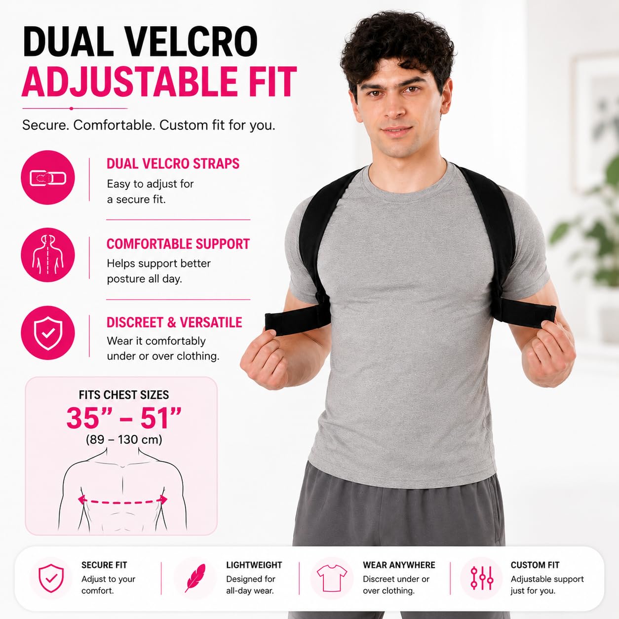Posture Corrector for Women and Men, Adjustable Back Brace, Upper Back Support, Comfortable Back Straightener, Breathable Clavicle Support for Neck, Shoulder & Back Pain Relief, (Large)