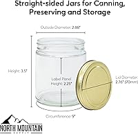 Vista 3 de North Mountain Supply Tarros de conservas de vidrio transparente de 9 onzas con tapas de metal blanco de 2.756 in, caja de 12