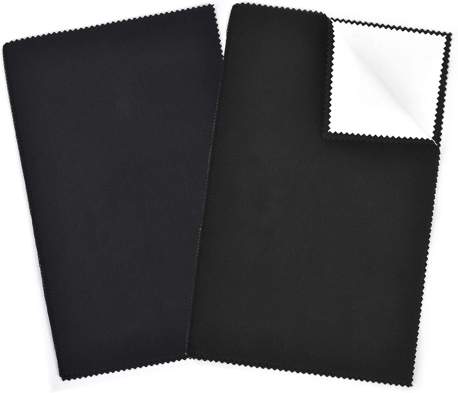 SEVENWELL 2pcs Jewelry Polishing Cleaning Cloth Large 10'' x 12'' for Sterling Silver Jewelry Gold, Diamond, Platinum, Precious Stones, Coins (Black)