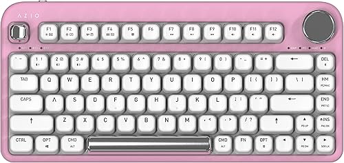 Azio IZO - Teclado mecánico inalámbrico BT5USB para PC y Mac, interruptores rojos preiluminados, flor rosa (IK408)