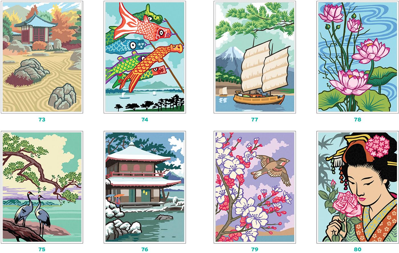 Coloriages mystères Trésors du Japon: Coloriez les chiffres et découvrez l'image