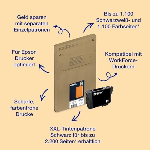 Epson 405XL Suitcase High Yield Genuine Multipack, Eco-Friendly Packaging, 4-Colours Ink Cartridges, DURABrite Ultra Ink - 1