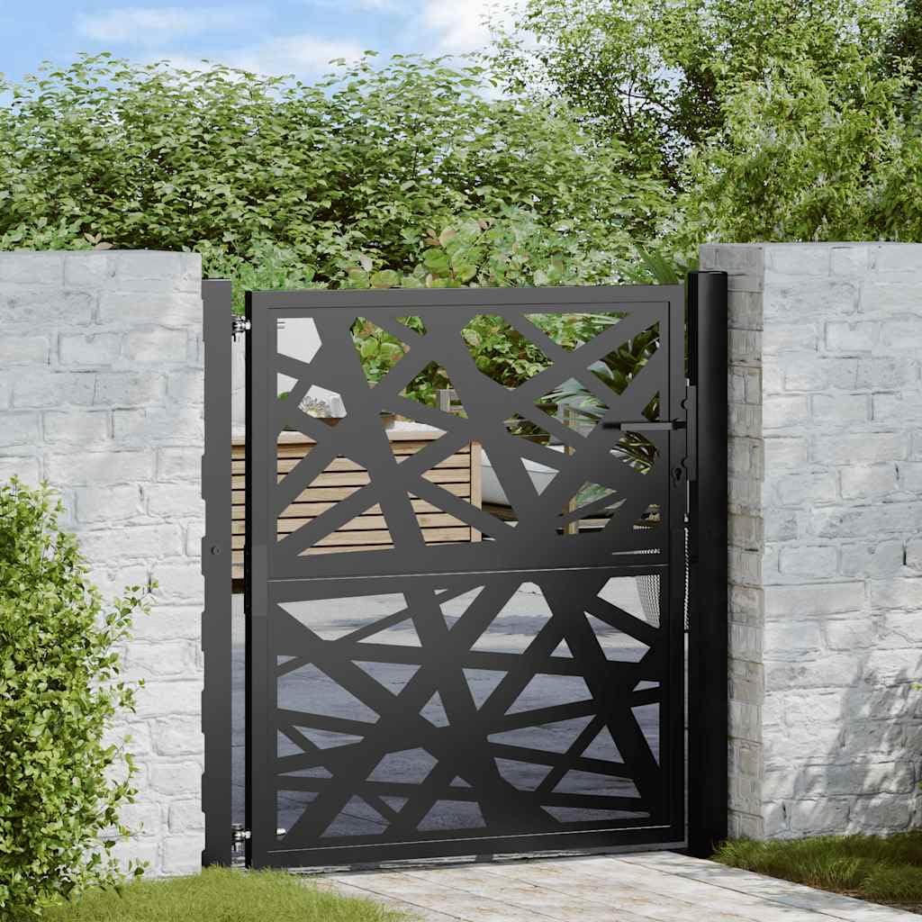 vidaXL Cancello Giardino Nero 100x100 cm in Acciaio Design Leggero, cancello della Recinzione, cancello Esterno, cancello del Metallo