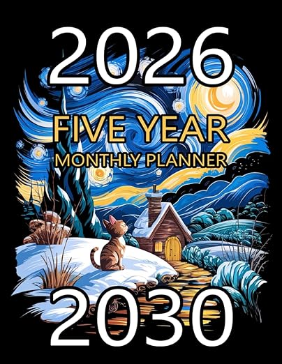 Amazon 2026 2030 Five Year Monthly Planner: Cat Starry Night Art 5 Amazon 2026 2030 Five Year Monthly Planner: Cat Starry Night Art 5