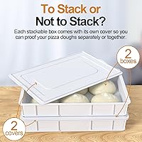 Vista 2 de Paquete de 2 cajas de masa apilables comerciales para pizza con 2 tapas, recipientes de plástico para pan