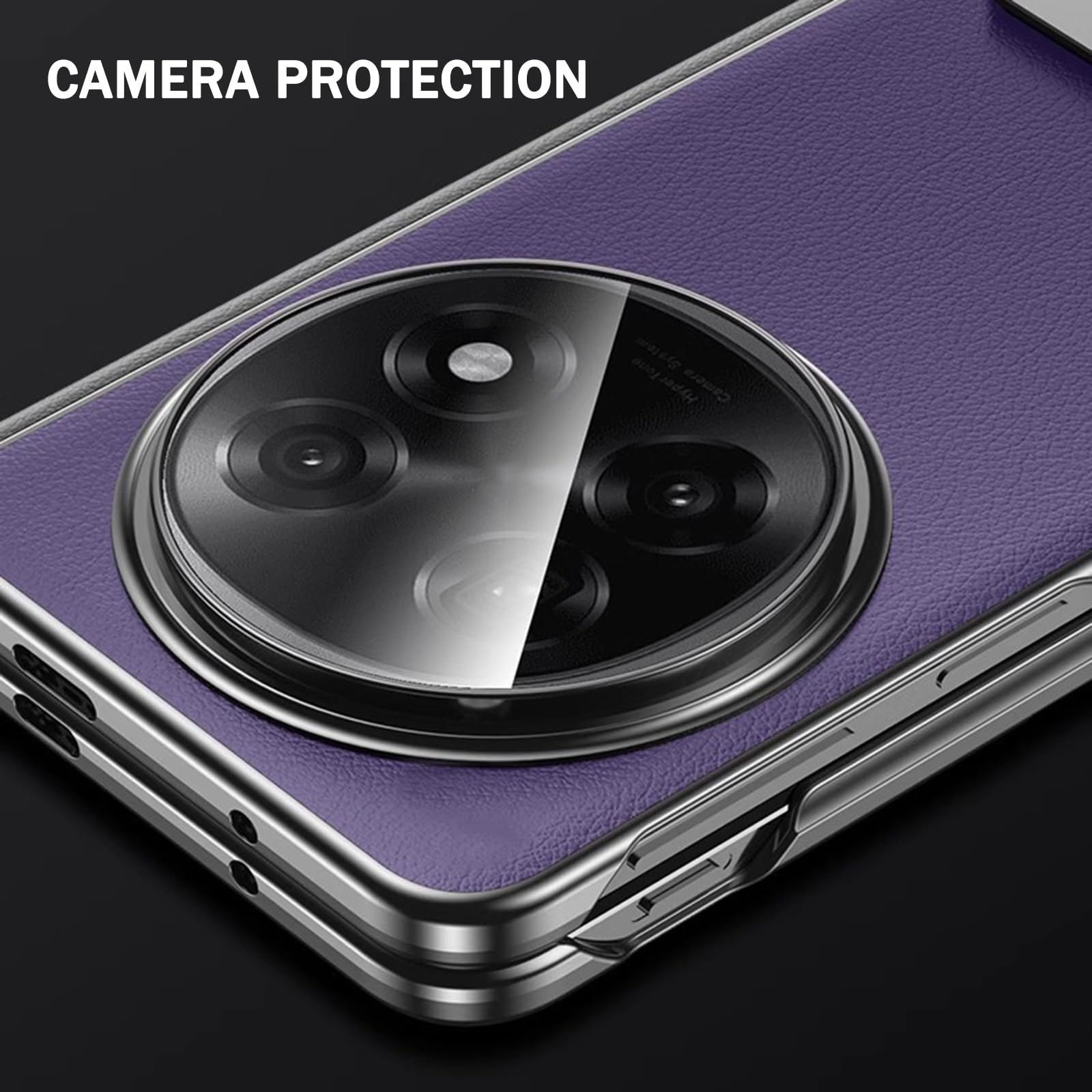 Guscio per Oppo Find N5, Vera Pelle Custodia Supporto Rotabile Cerniera Anti-Graffio Pellicola Proteggi Schermo Antiurto Cover,Bianca,Find N5