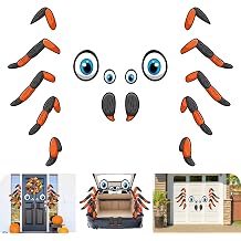 1 PC Car Stickers, Durable Monster Face Decal with Eyes and Fangs Spider Legs, Halloween Garage Door Arch Trunk Decoration Accessories, Universal for Most Cars Multicolored #M