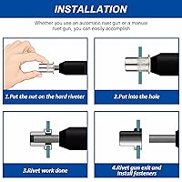 Vista 6 de Tuercas de remache de 1/4"-20 – 40 tuercas remachables de acero inoxidable, tuerca de inserción de cabeza plana con cuerpo moleteado