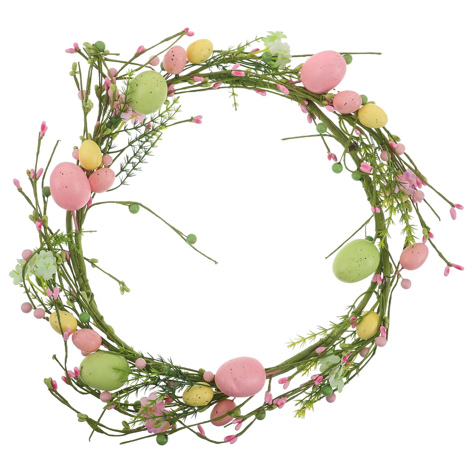 Gadpiparty Ghirlanda Pasquale Primaverile con Uova e Bacche Artificiali, Decorazione Versatile in Schiuma e Tessuto per Feste e Riunioni Familiari