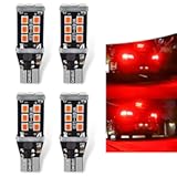 4 PCS T15 Automotive LED Canbus Error-free Decode Reverse Light, 2835-15SMD 6000K Fast Cooling Instant Start PC Board Smart IC Driver IP67 Waterproof Turn Signal Brake Light (Red)
