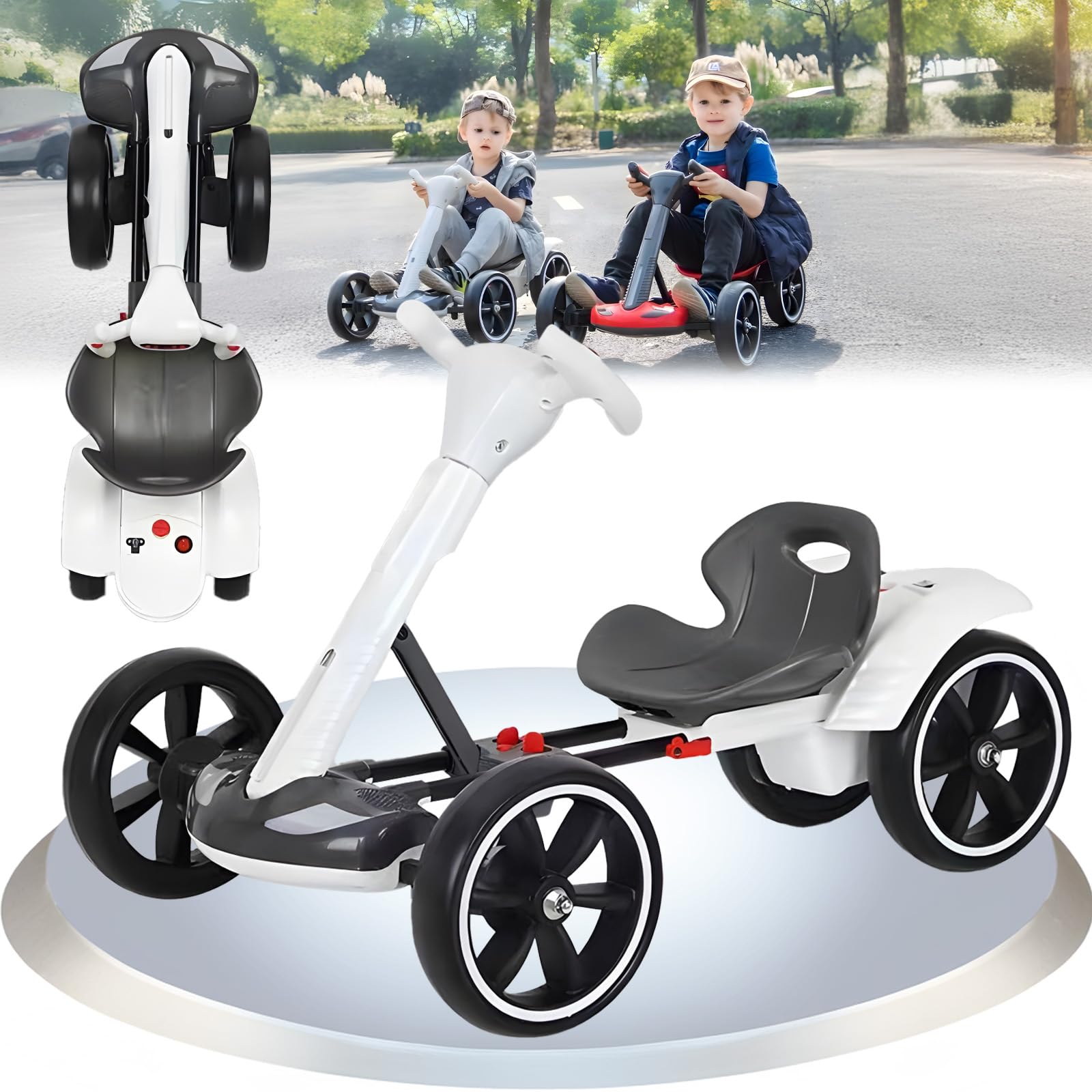 LHTJHP 6V Foldable Electric Go Kart for Kids,Kids Electric Vehicles,A Top Speed of 3 Mph,Equipped with Ergonomically ASdjustable Seat,EVA Wheels,